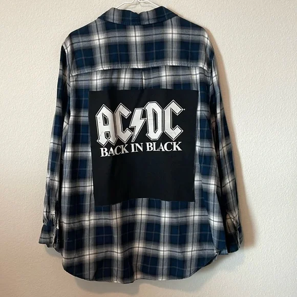 ACDC Up-cycled Flannel Shirt - Picture 1 of 2